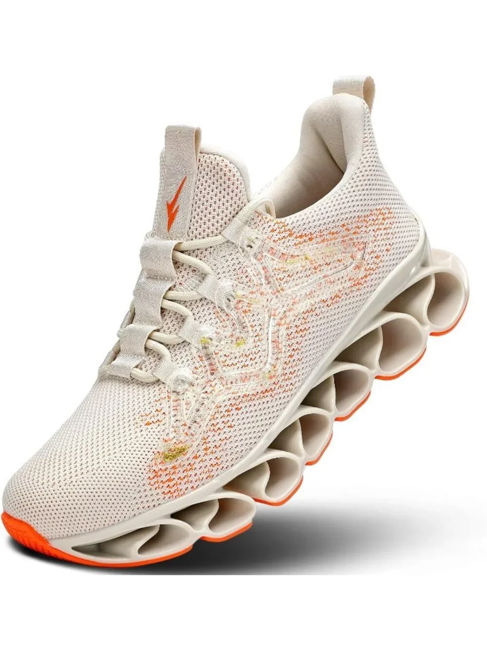 Men's Beige Orange Slip on Walking Running Shoes Blade Tennis Fashion Sneakers